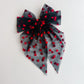 Black & Red Heart Tulle Bow Clip