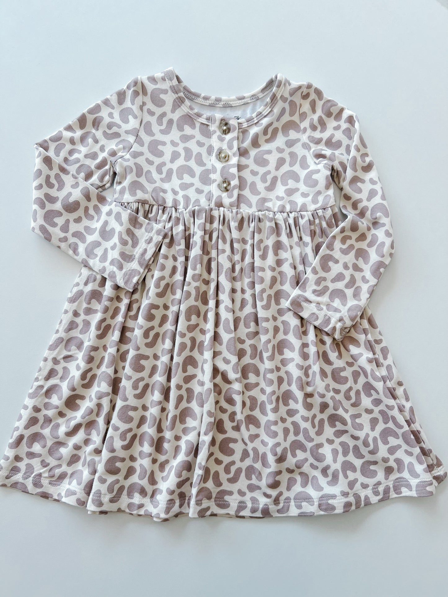 Lilac Leopard Henley Dress