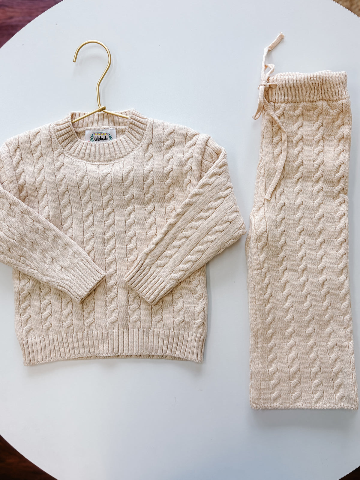 Ivory Cable Knit Set