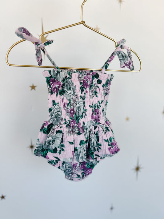 Muslin Smocked Floral Bubble w/ Skirt