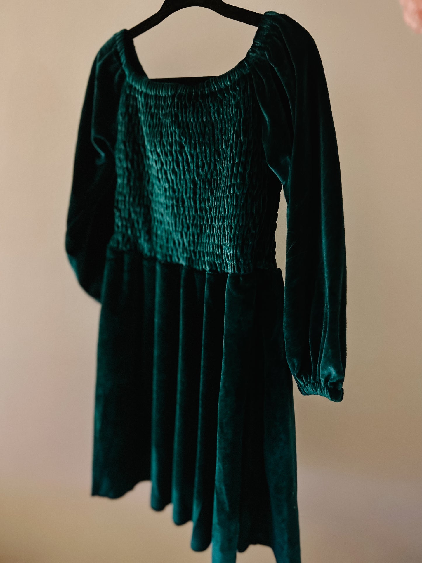 Green Velvet Christmas Twirl Dress