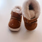 Khaki Fleece Crib Shoes