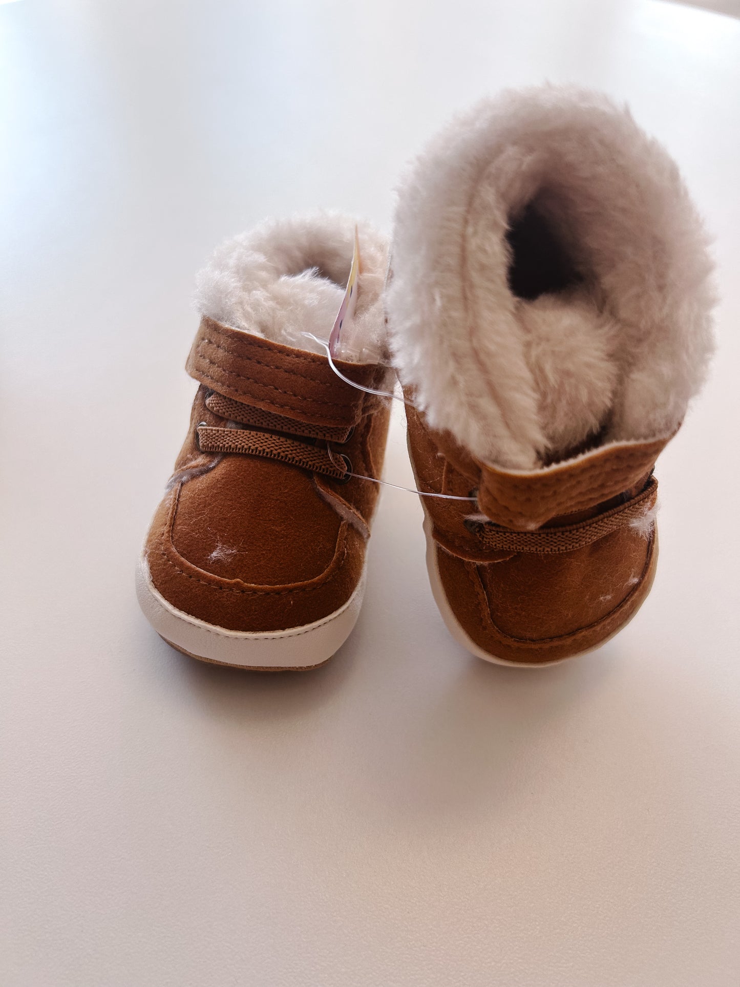 Khaki Fleece Crib Shoes