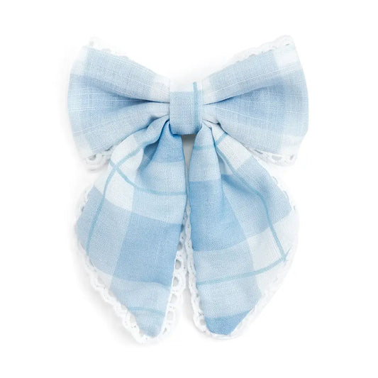 Blue Plaid Bow Clip