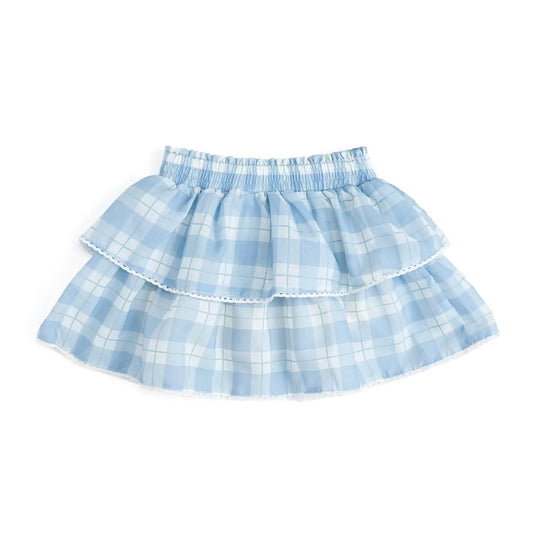 Blue Gingham Lace Skort