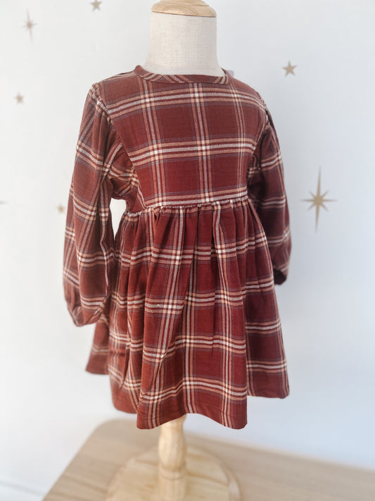 Fall Rust Puff Sleeve Dress