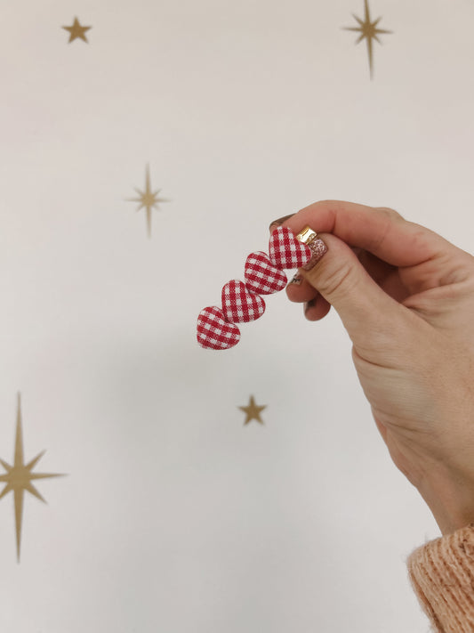 Red Plaid Heart Clip