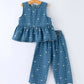 Denim Bow Ruffle Top & 3/4 Pants Set