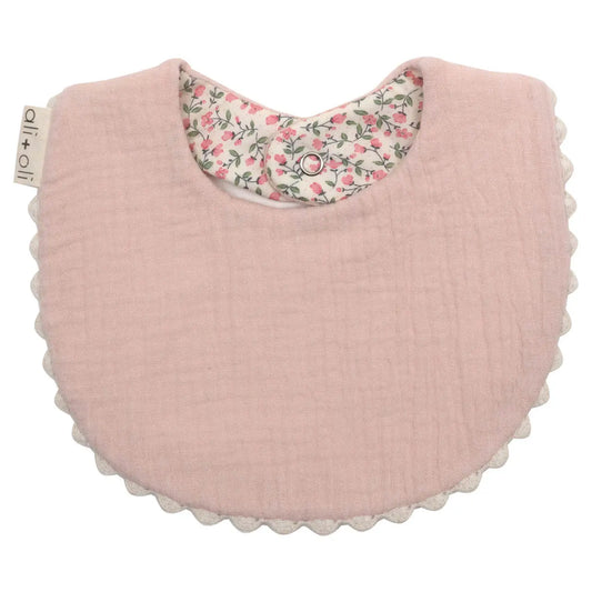 Double Sided Baby Bib (Pink/Flowers)