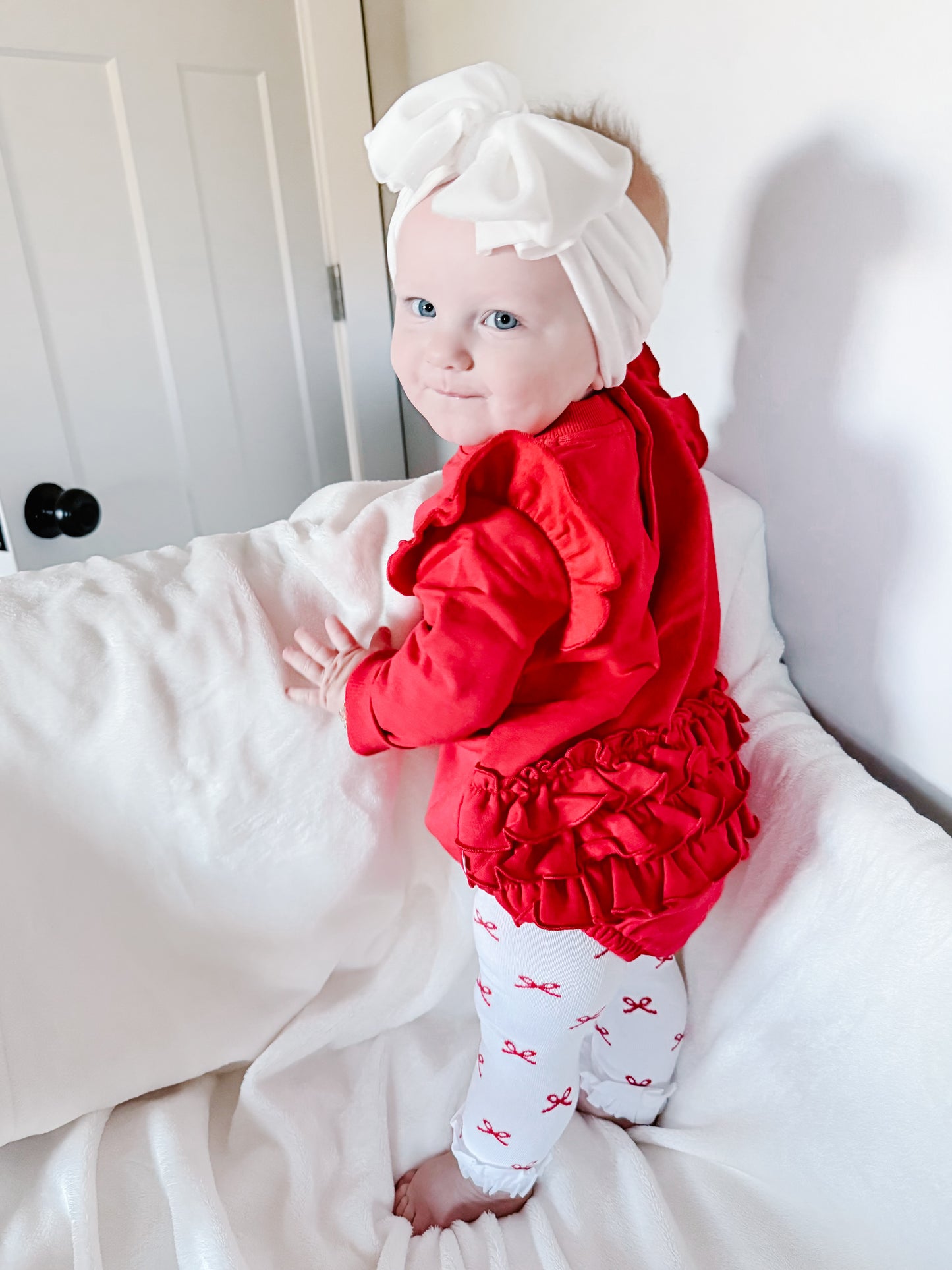 Red Sweatshirt Bubble Romper