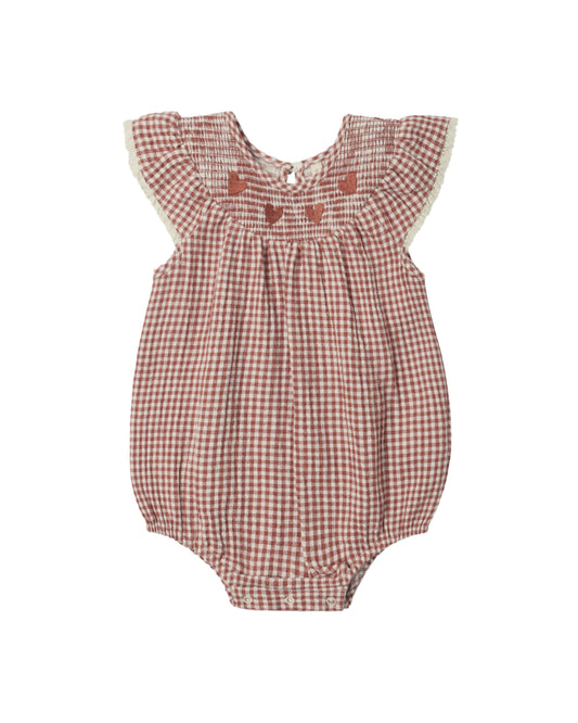 Lenore Red Gingham Romper
