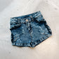Washed White Denim Shorts
