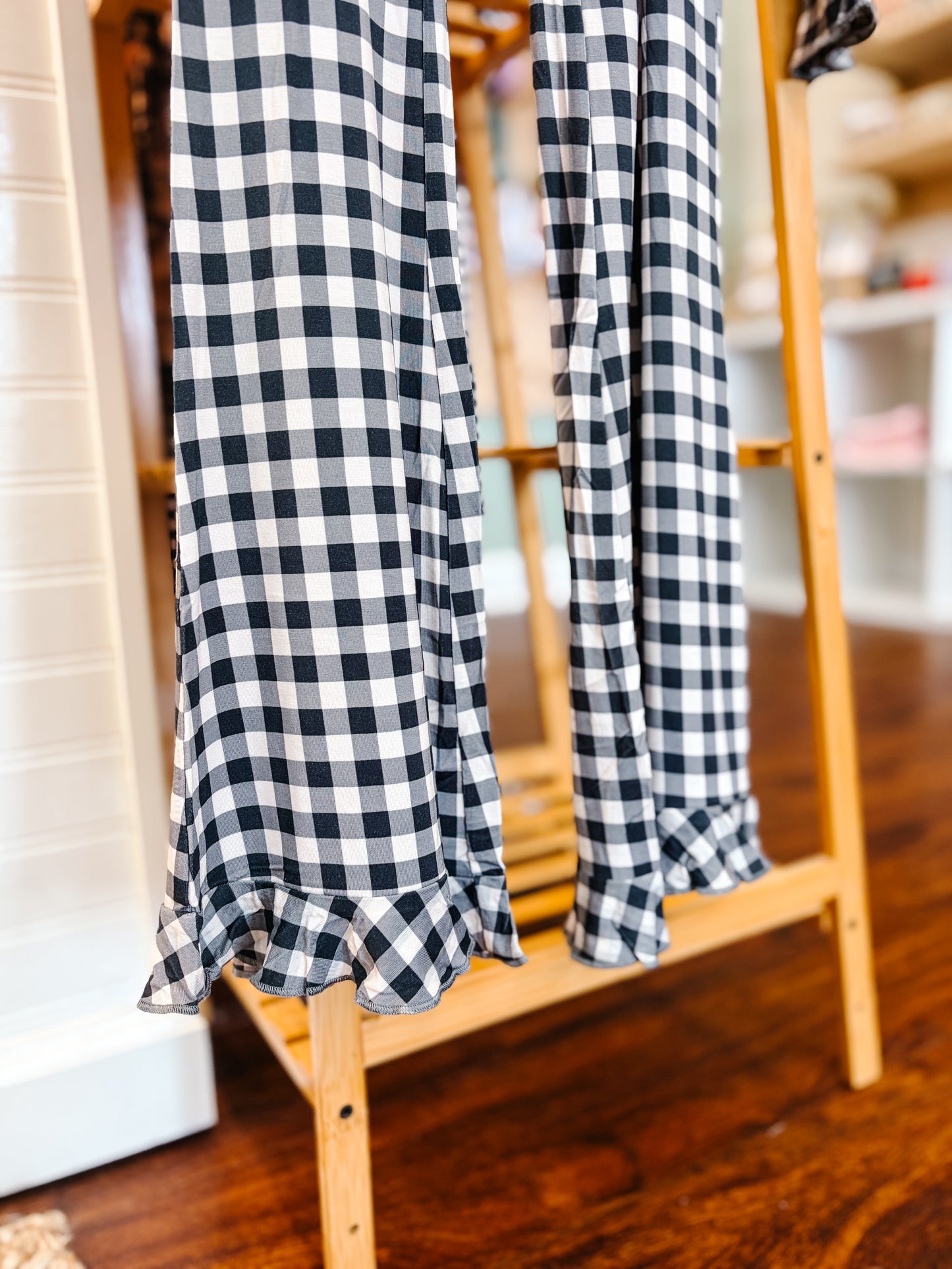 IMJ Black & Cream Gingham Women's Long Sleeve Set