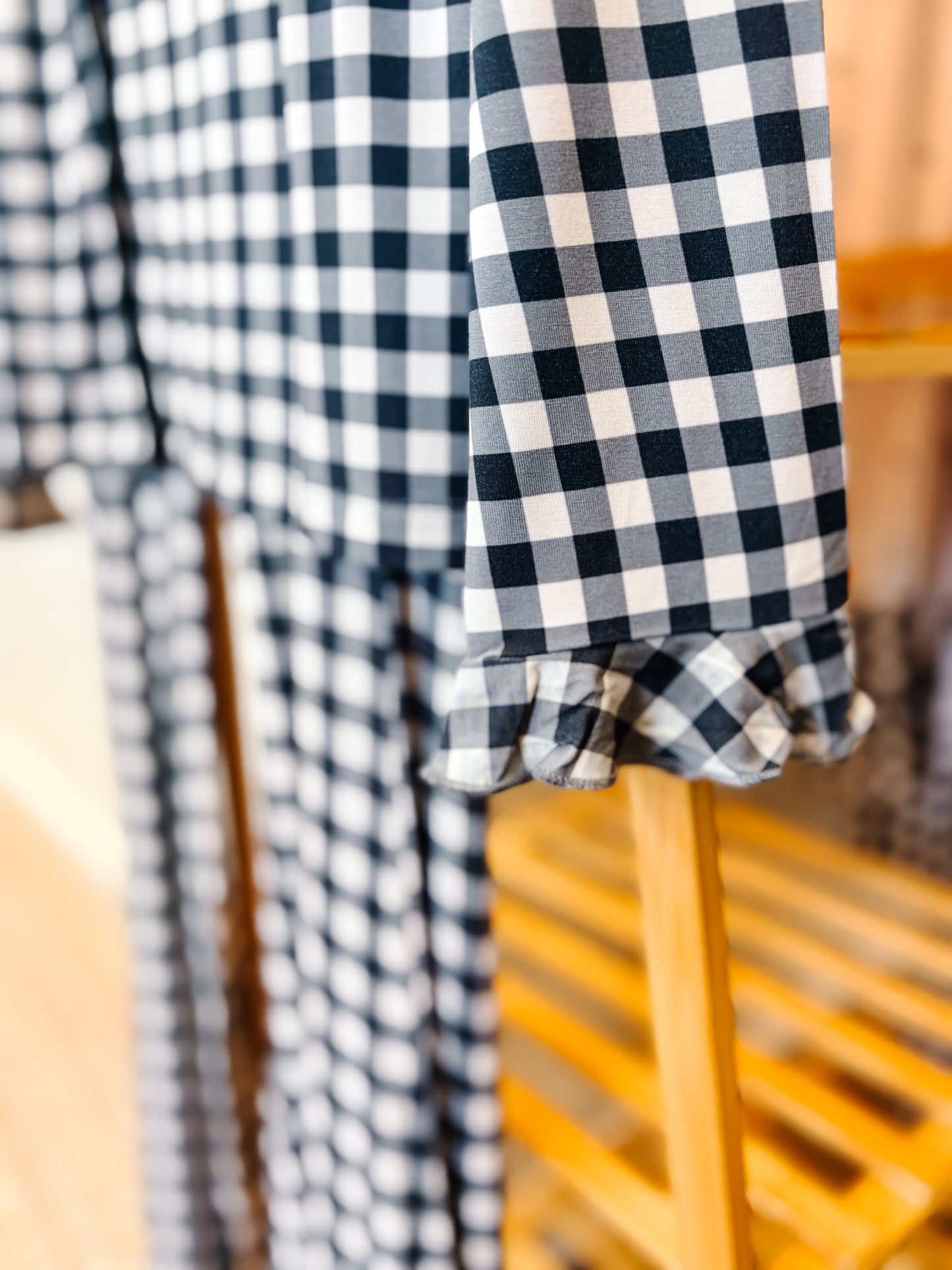 IMJ Black & Cream Gingham Women's Long Sleeve Set