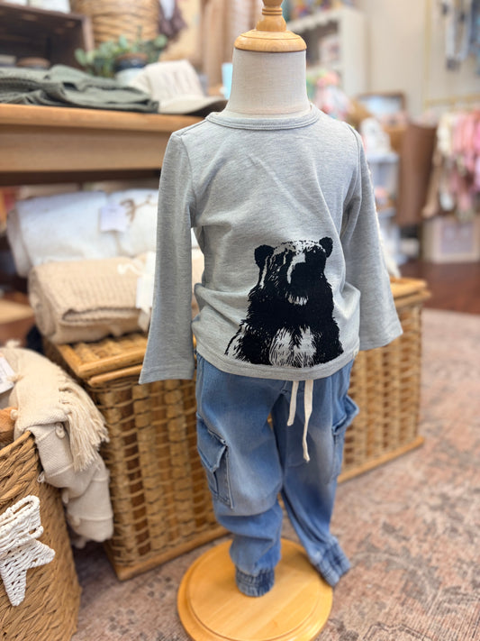 Bear Printed Long Sleeve Tee