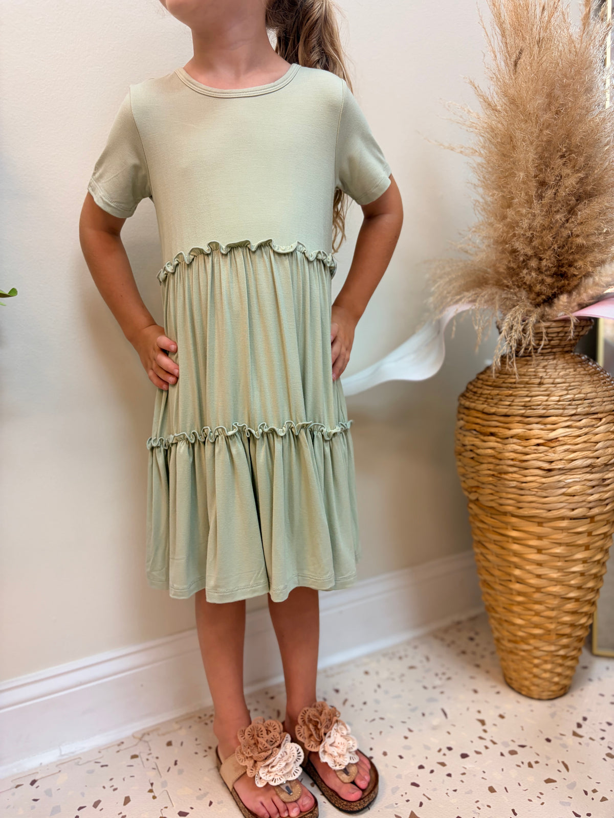 Short Sleeve Double Tiered Dress