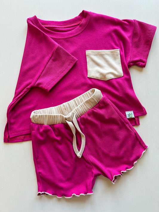 Pink Punch Boxy Shirt & Shorts Set