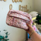 Quilted Pink Floral Printed Zipper Pouch
