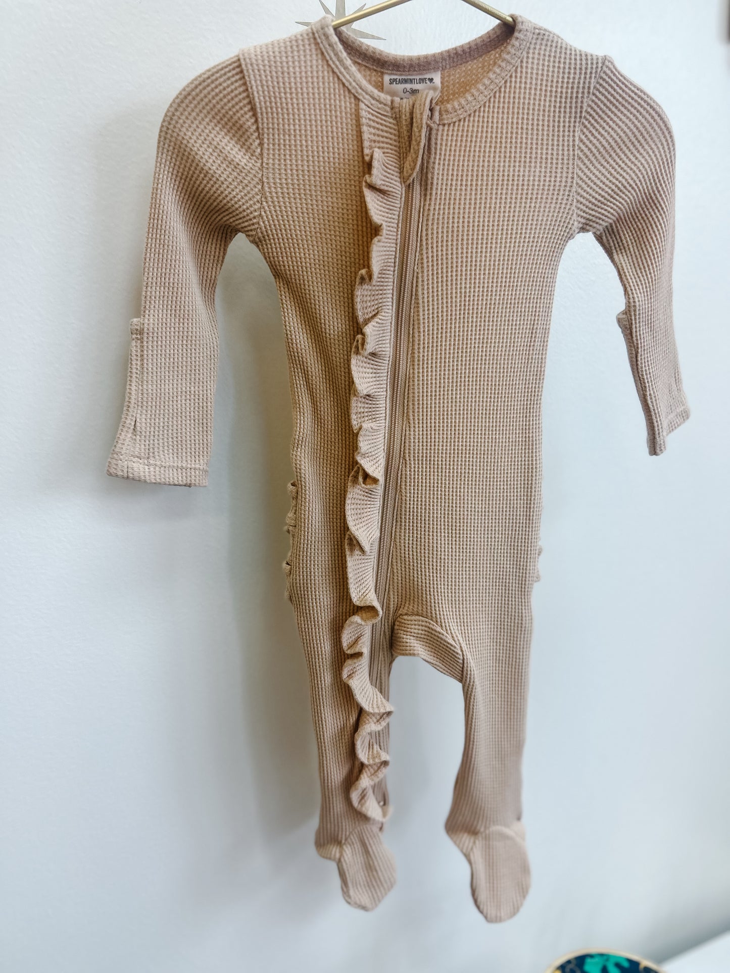 Waffle 2 Way Zip Ruffle Footie