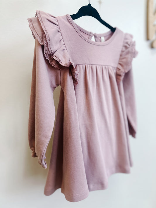 Long Sleeve Flutter Dress w/Bloomers - Rose