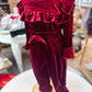 Red Burgundy Velvet Pants Set