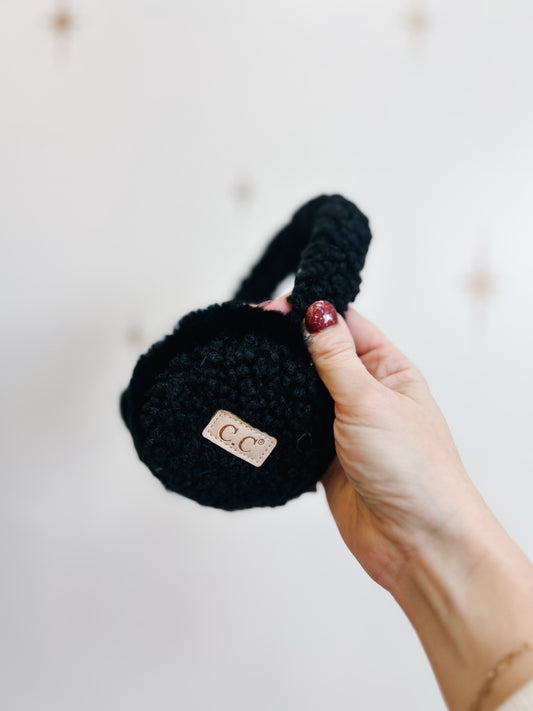 Adjustable Earmuffs - Sherpa Black