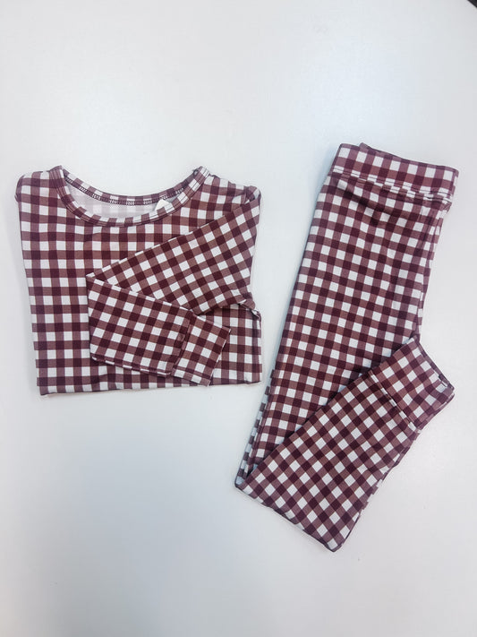 Bamboo Two Piece Chocolate Gingham Set