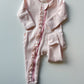 Pink Stripe Ribbed Zip Footie