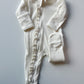 Ivory Ribbed Frill Zip Footie