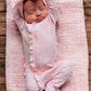 Blush Organic Waffle 2-Way Zip Footie