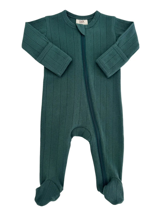 Pine Pointelle 2 Way Zip