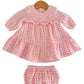 Smocked Ruffle Tiered Dress - Pink Gingham