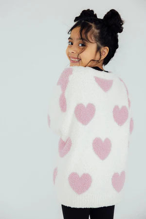 Cozy Pink Heart Cardigan