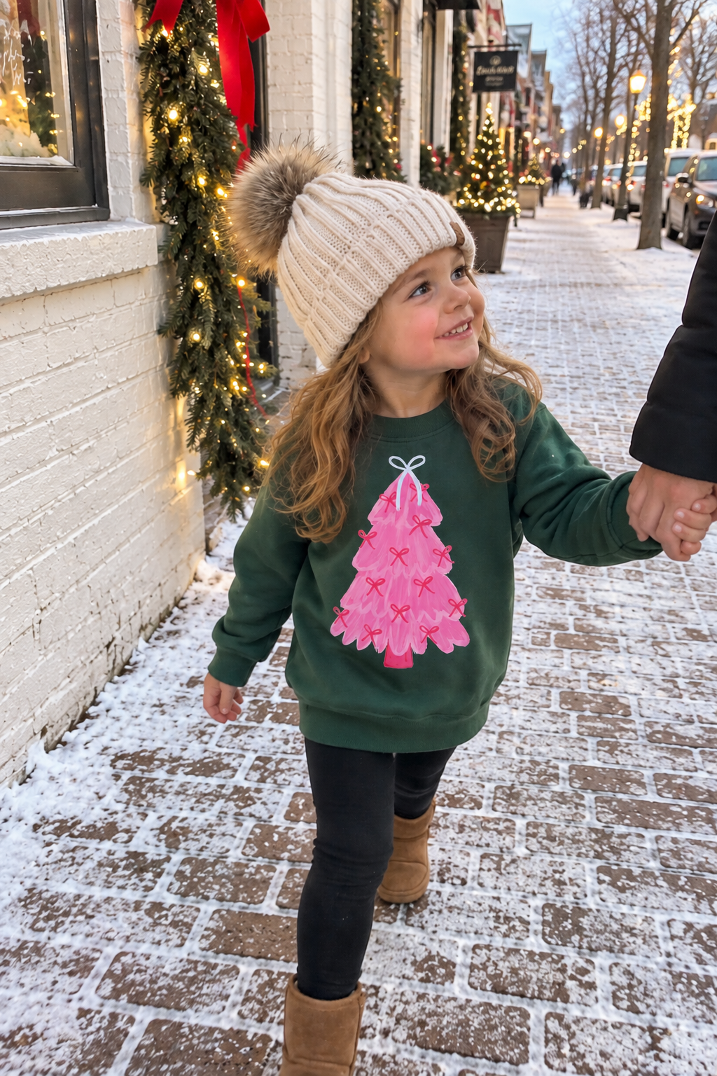 Pink Holiday Trees | Girls Christmas Sweatshirt