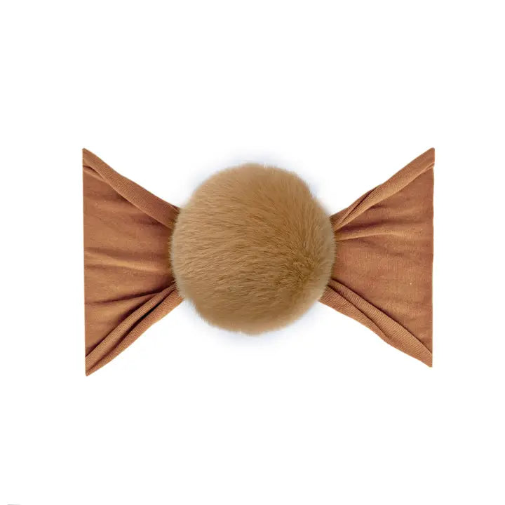 Faux Fur Pom Headband - Camel