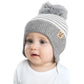 Infant Pom Striped Earflap Beanie - Grey/White