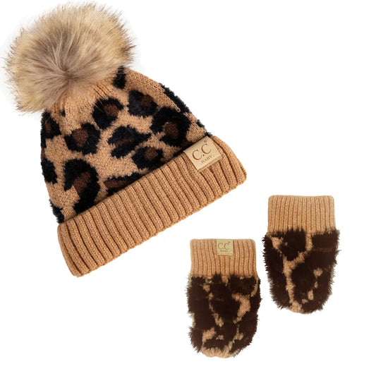Infant Beanie/Mittens Set - Leopard