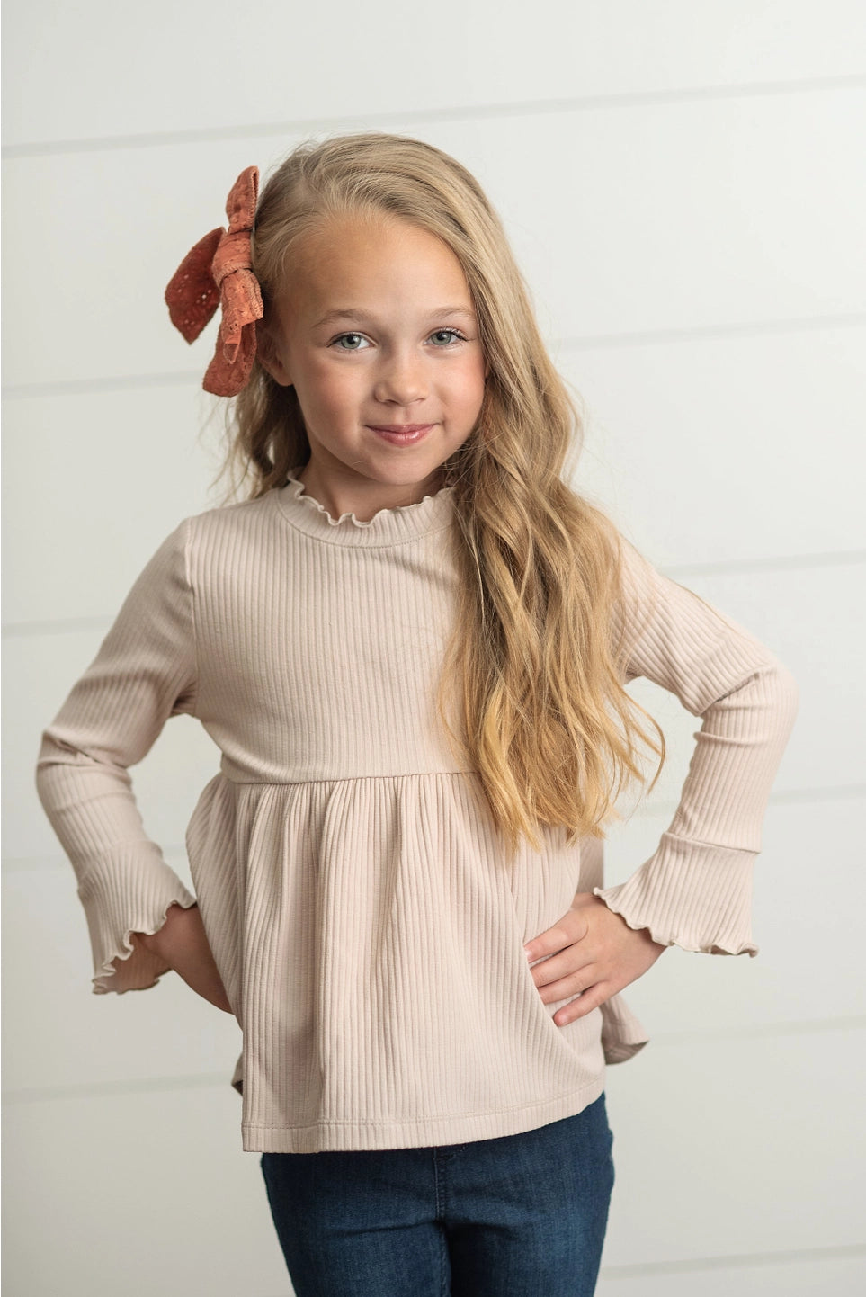 Beige Lettuce Sleeve Shirt