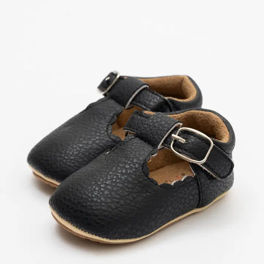 T-Strap Scalloped Buckle Shoes