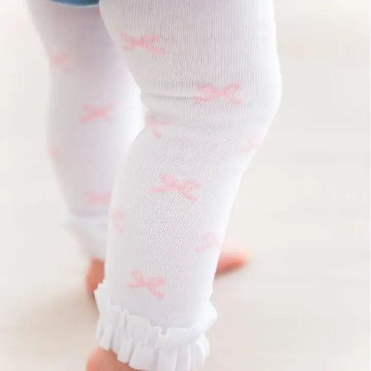 Pink Bows Footless Ruffle Tights