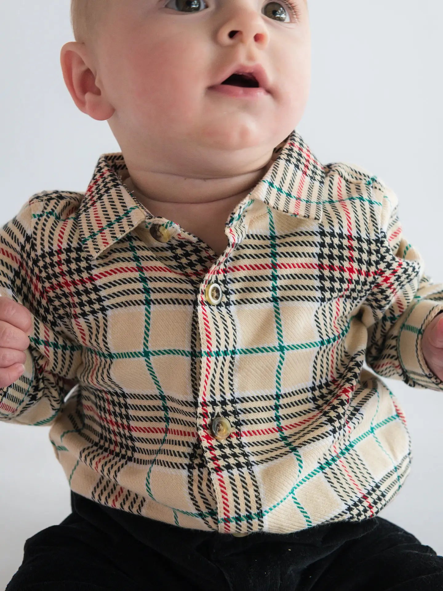 Plaid Long Sleeve Button Down Bodysuit