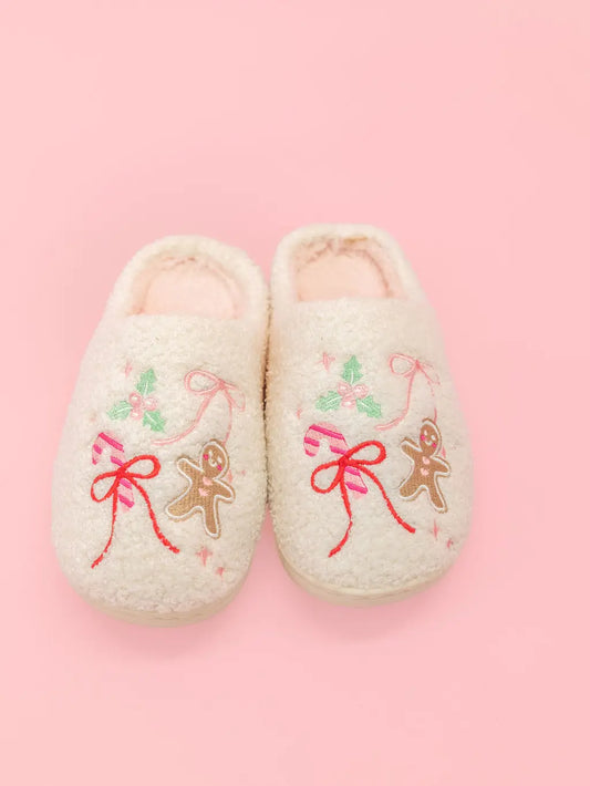 Gingerbread Bow Slippers - Kids