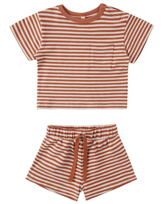 Poppy Stripe Pocket Tee & Shorts Set