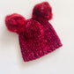 Wine Red Double Pom Stocking Cap
